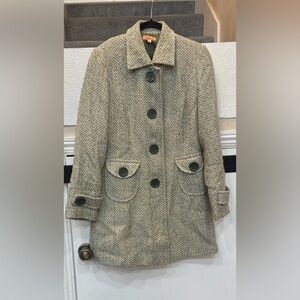 Adriana YSA Green Tweed Coat with Oversized Buttons and retro pockets size Large